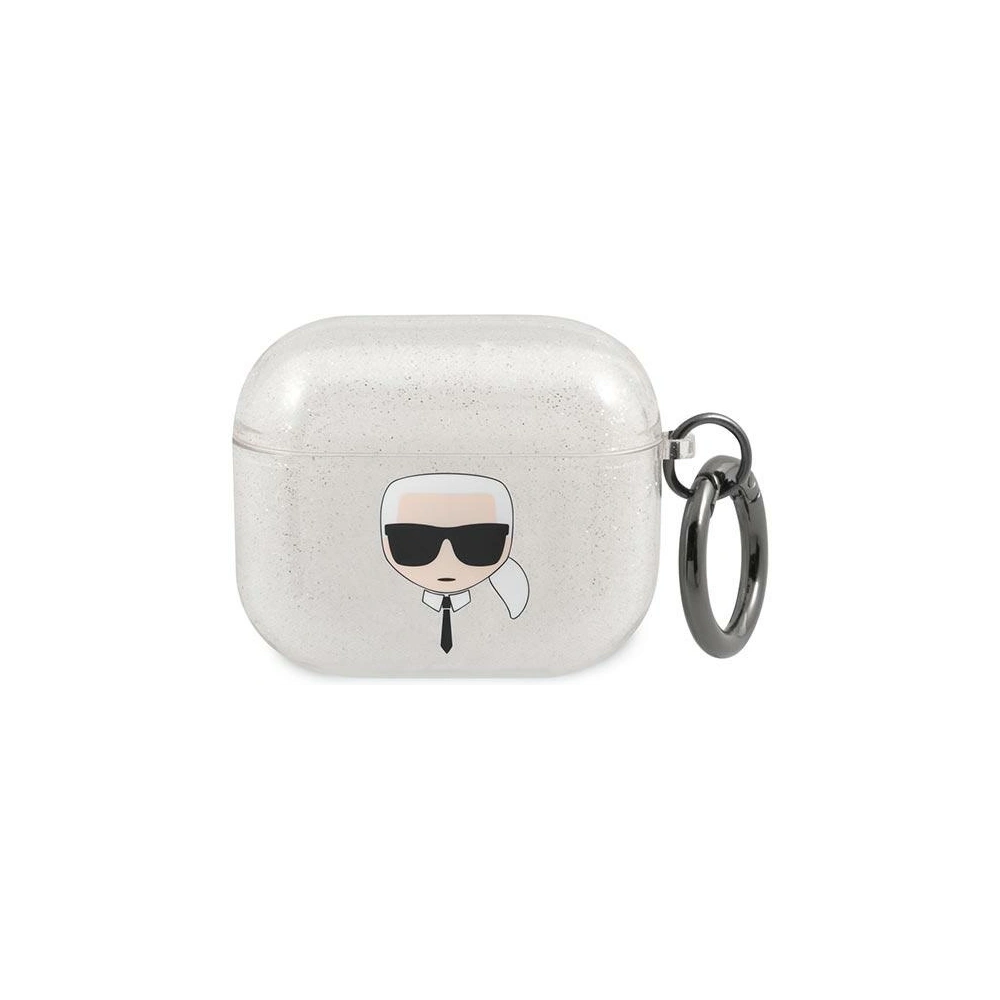 Hurtownia GSM - Etui Karl Lagerfeld KLA3UKHGS Apple AirPods 3 kryt stříbrný/silver Glitter Karlova hlava - KLD753SLV - {ean13} - Hurt