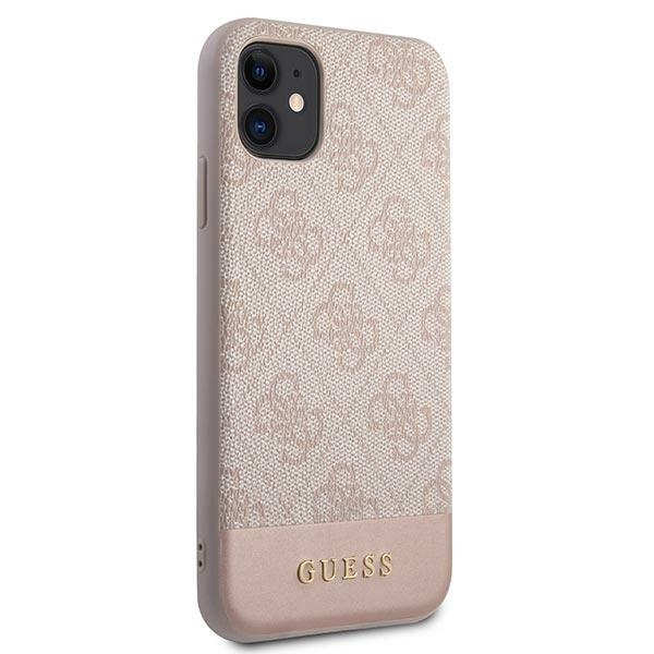 Kryt Guess GUHCN61G4GLPI Apple iPhone 11 pink hardcase 4G Stripe Collection