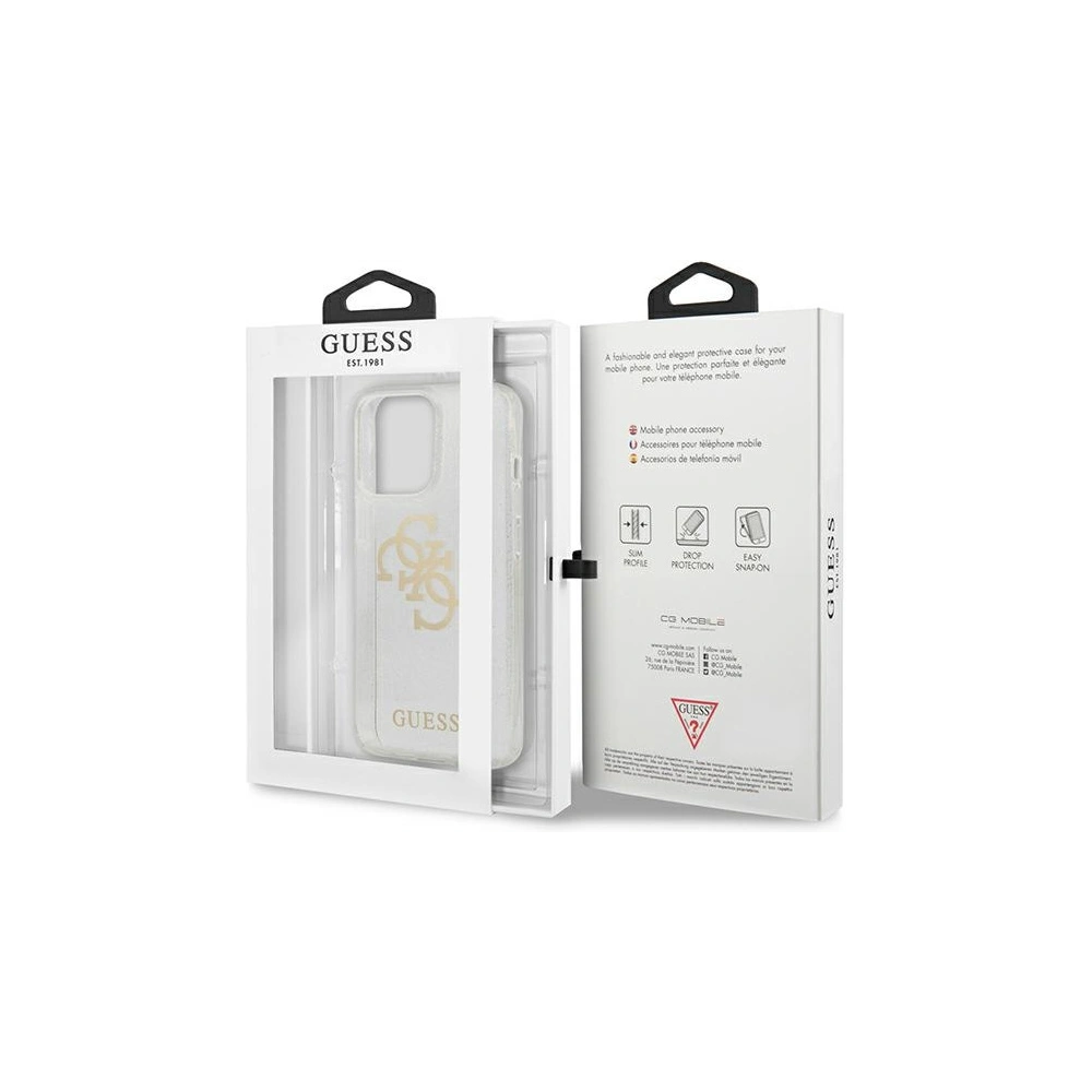 Etui Guess GUHCP13LPCUGL4GTR Apple iPhone 13 Pro transparent hard case Glitter 4G Big Logo