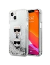 Karl Lagerfeld KLHCP13MKICGLS Apple iPhone 13 silver hardcase Liquid Glitter Karl&Choupette Head