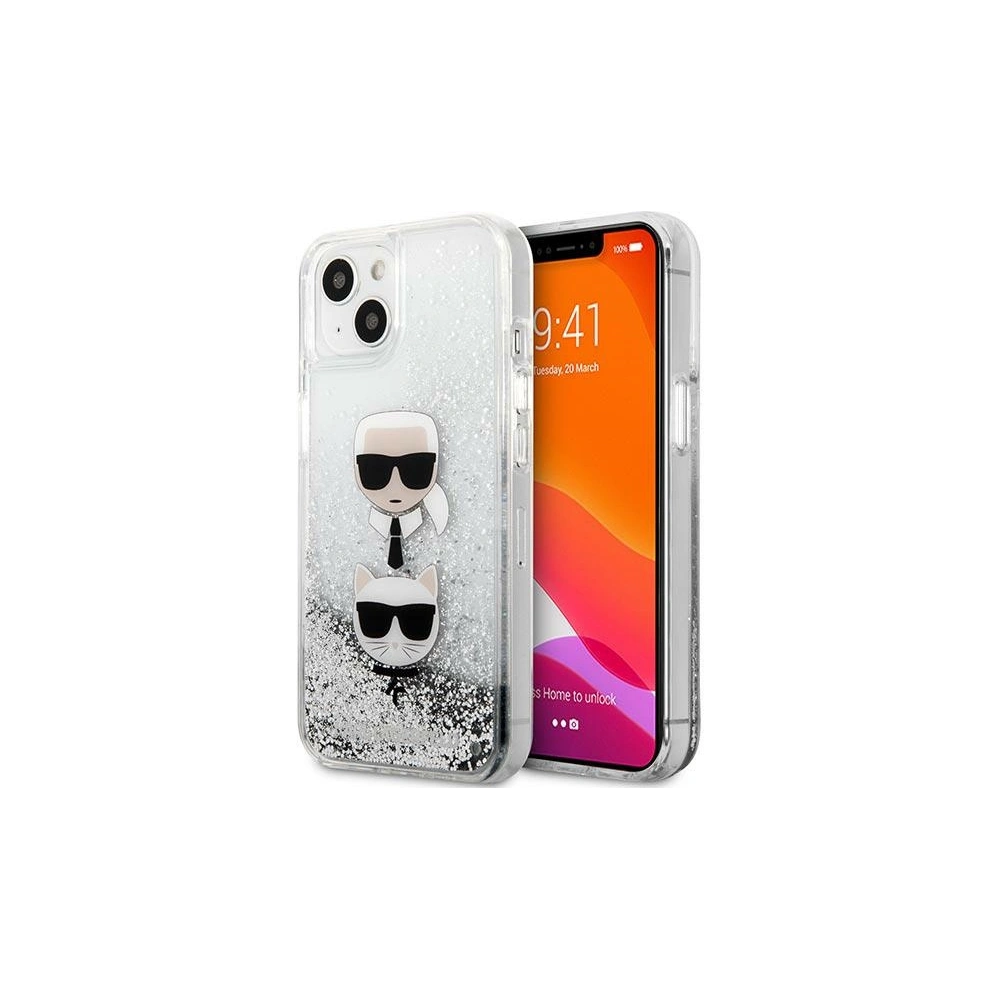 Hurtownia GSM - Etui Karl Lagerfeld KLHCP13SKICGLS Apple iPhone 13 mini srebrny/silver hardcase Liquid Glitter Karl&Choupette Head - KLD764SLV - {ean13} - Hurt