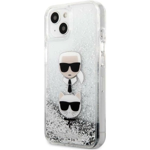 Etui Karl Lagerfeld KLHCP13SKICGLS Apple iPhone 13 mini srebrny/silver hardcase Liquid Glitter Karl&Choupette Head