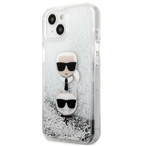 Etui Karl Lagerfeld KLHCP13SKICGLS Apple iPhone 13 mini srebrny/silver hardcase Liquid Glitter Karl&Choupette Head