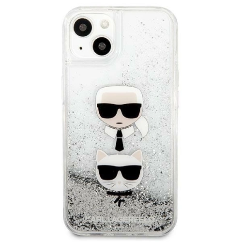 Etui Karl Lagerfeld KLHCP13SKICGLS Apple iPhone 13 mini srebrny/silver hardcase Liquid Glitter Karl&Choupette Head