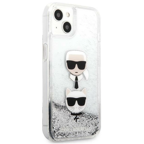 Etui Karl Lagerfeld KLHCP13SKICGLS Apple iPhone 13 mini srebrny/silver hardcase Liquid Glitter Karl&Choupette Head