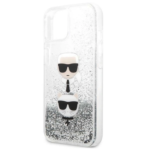 Etui Karl Lagerfeld KLHCP13SKICGLS Apple iPhone 13 mini srebrny/silver hardcase Liquid Glitter Karl&Choupette Head