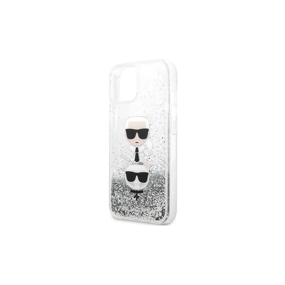 Wholesale Karl Lagerfeld KLHCP13SKICGLS Apple iPhone 13 mini silver hardcase Liquid Glitter Karl&Choupette Head - KLD764SLV - {ean13} - Hurt