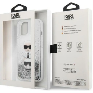 Hurtownia GSM - Etui Karl Lagerfeld KLHCP13SKICGLS Apple iPhone 13 mini srebrny/silver hardcase Liquid Glitter Karl&Choupette Head - KLD764SLV - {ean13} - Hurt