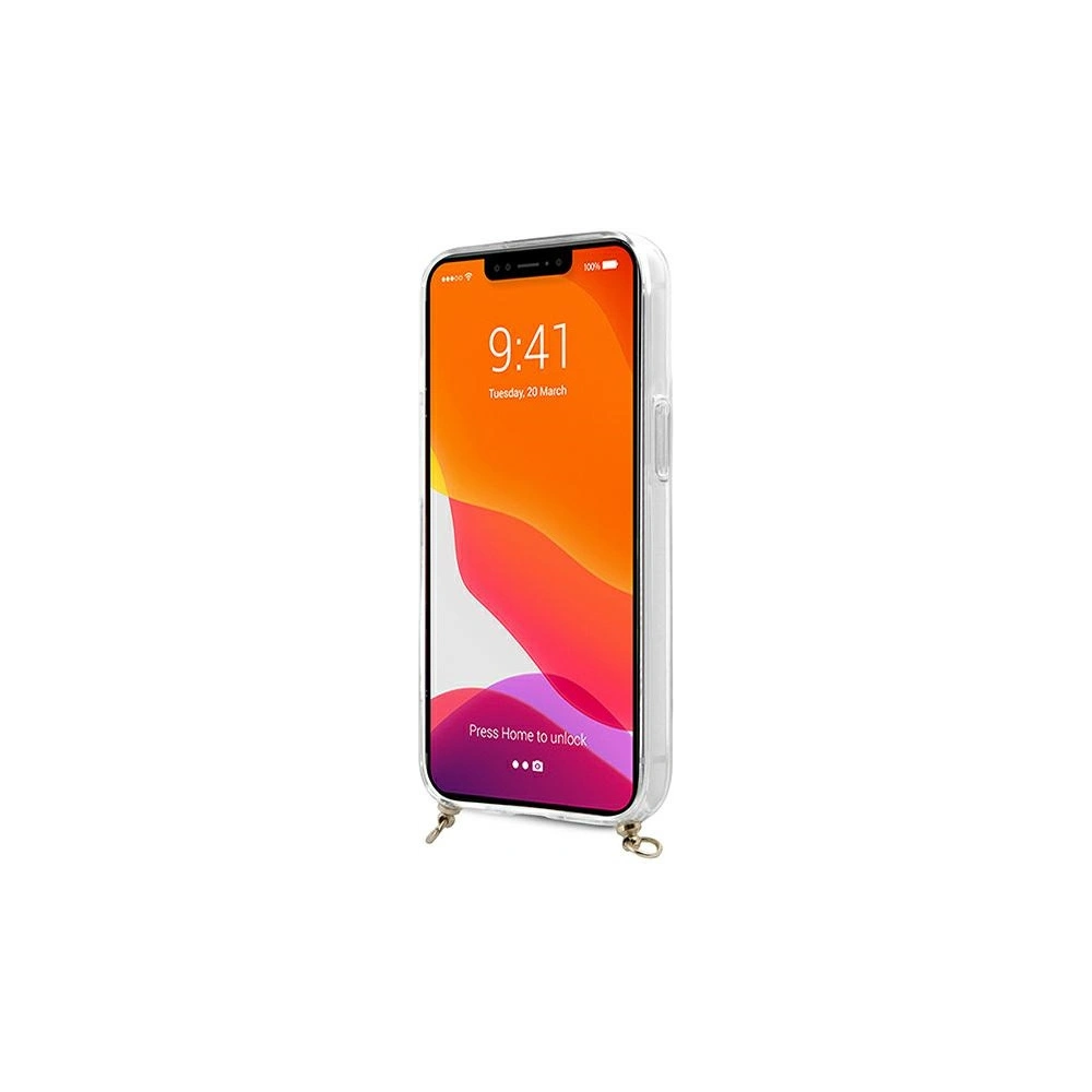 Hurtownia GSM - Etui Guess GUHCP13MKC4GBGO Apple iPhone 13 Průhledný tvrdý kryt 4G Hnědý pásek Zlatý řetěz - GUE1419CL - {ean13} - Hurt