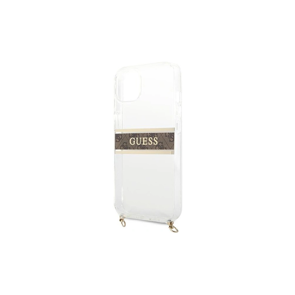 Wholesale Guess GUHCP13MKC4GBGO Apple iPhone 13 Transparent hardcase 4G Brown Strap Gold Chain - GUE1419CL - {ean13} - Hurt