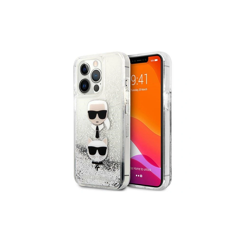 Hurtownia GSM - Etui Karl Lagerfeld KLHCP13XKICGLS Apple iPhone 13 Pro Max srebrny/silver hardcase Liquid Glitter Karl&Choupette Head - KLD767SLV - {ean13} - Hurt
