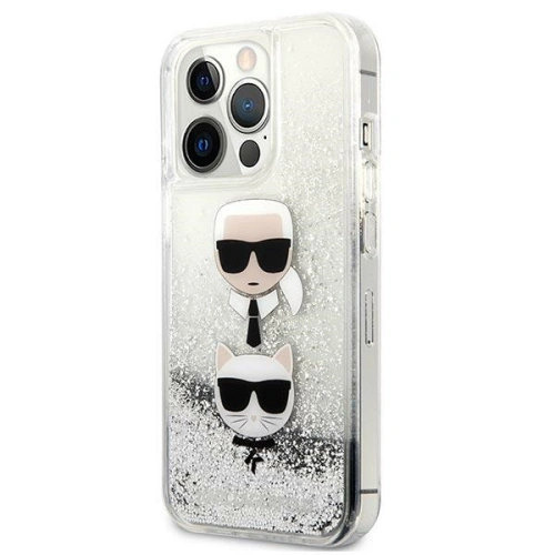 Etui Karl Lagerfeld KLHCP13XKICGLS Apple iPhone 13 Pro Max srebrny/silver hardcase Liquid Glitter Karl&Choupette Head