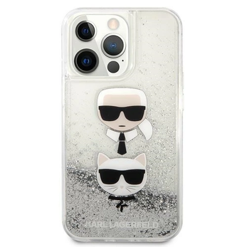 Etui Karl Lagerfeld KLHCP13XKICGLS Apple iPhone 13 Pro Max srebrny/silver hardcase Liquid Glitter Karl&Choupette Head