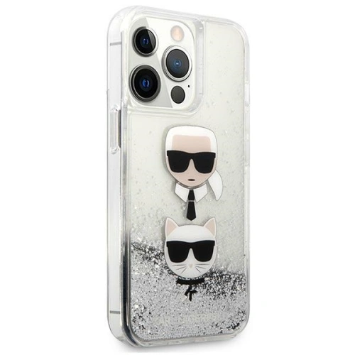 Etui Karl Lagerfeld KLHCP13XKICGLS Apple iPhone 13 Pro Max srebrny/silver hardcase Liquid Glitter Karl&Choupette Head