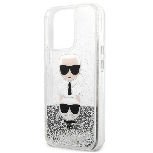Etui Karl Lagerfeld KLHCP13XKICGLS Apple iPhone 13 Pro Max srebrny/silver hardcase Liquid Glitter Karl&Choupette Head