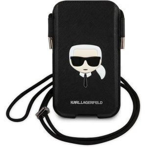 Torebka Karl Lagerfeld KLHCP12MOPHKHK 6,1 palce černá/black hardcase Saffiano Ikonik Karlova hlava