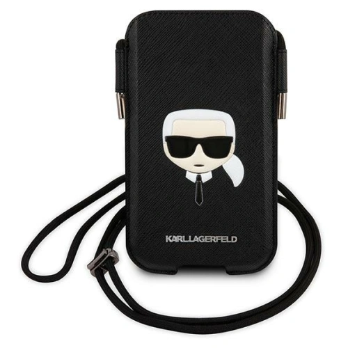 Torebka Karl Lagerfeld KLHCP12MOPHKHK 6,1 cala czarny/black hardcase Saffiano Ikonik Karl`s Head
