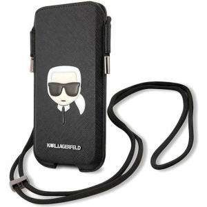 Torebka Karl Lagerfeld KLHCP12MOPHKHK 6,1 cala czarny/black hardcase Saffiano Ikonik Karl`s Head