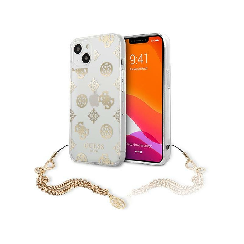 Guess Distributor - 3666339024994 - GUE1427GLD - Guess GUHCP13SKSPEGO Apple iPhone 13 mini gold hardcase Peony Chain Collection - B2B homescreen