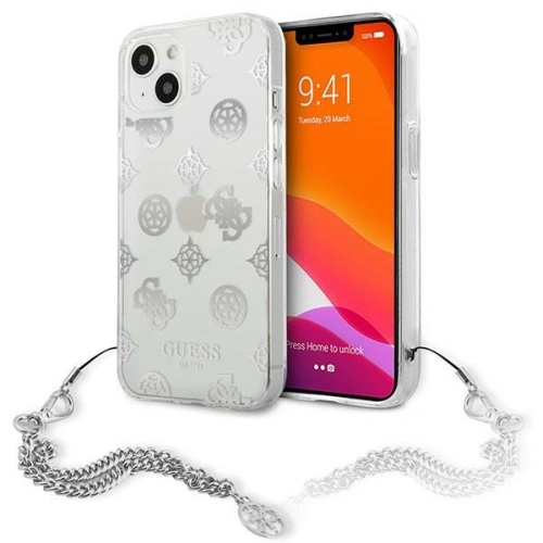 Etui Guess GUHCP13SKSPESI Apple iPhone 13 mini srebrny/silver hardcase Peony Chain Collection