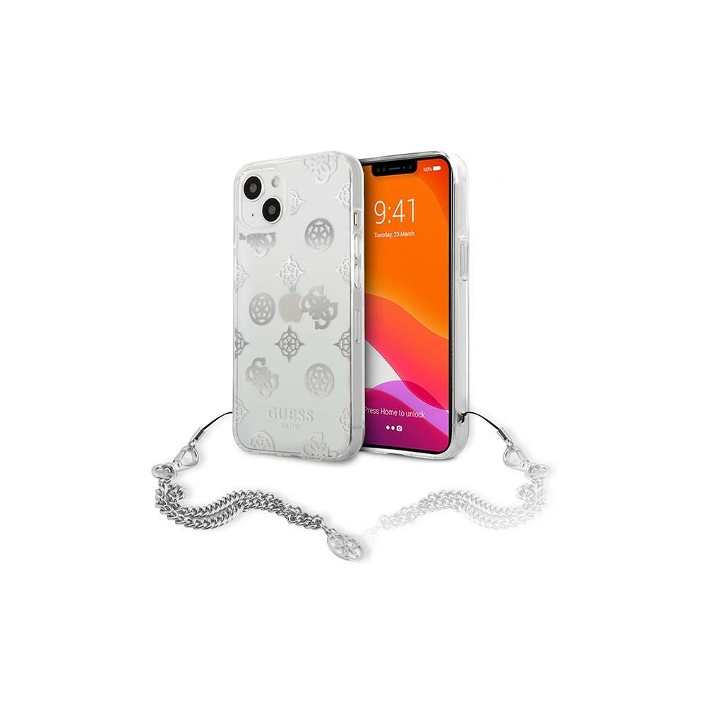 Hurtownia GSM - Etui Guess GUHCP13SKSPESI Apple iPhone 13 mini srebrny/silver hardcase Peony Chain Collection - GUE1428SLV - {ean13} - Hurt