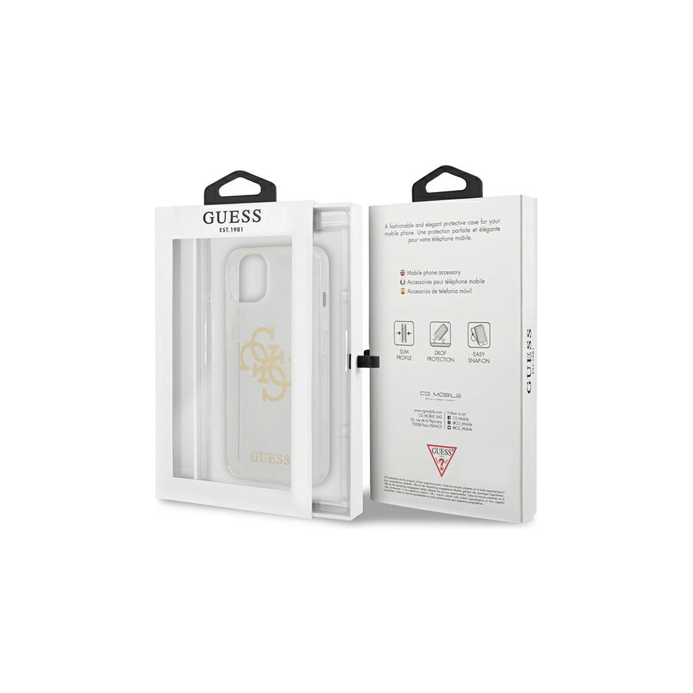 Wholesale Guess GUHCP13SPCUGL4GTR Apple iPhone 13 mini transparent hard case Glitter 4G Big Logo - GUE1432CL - {ean13} - Hurt