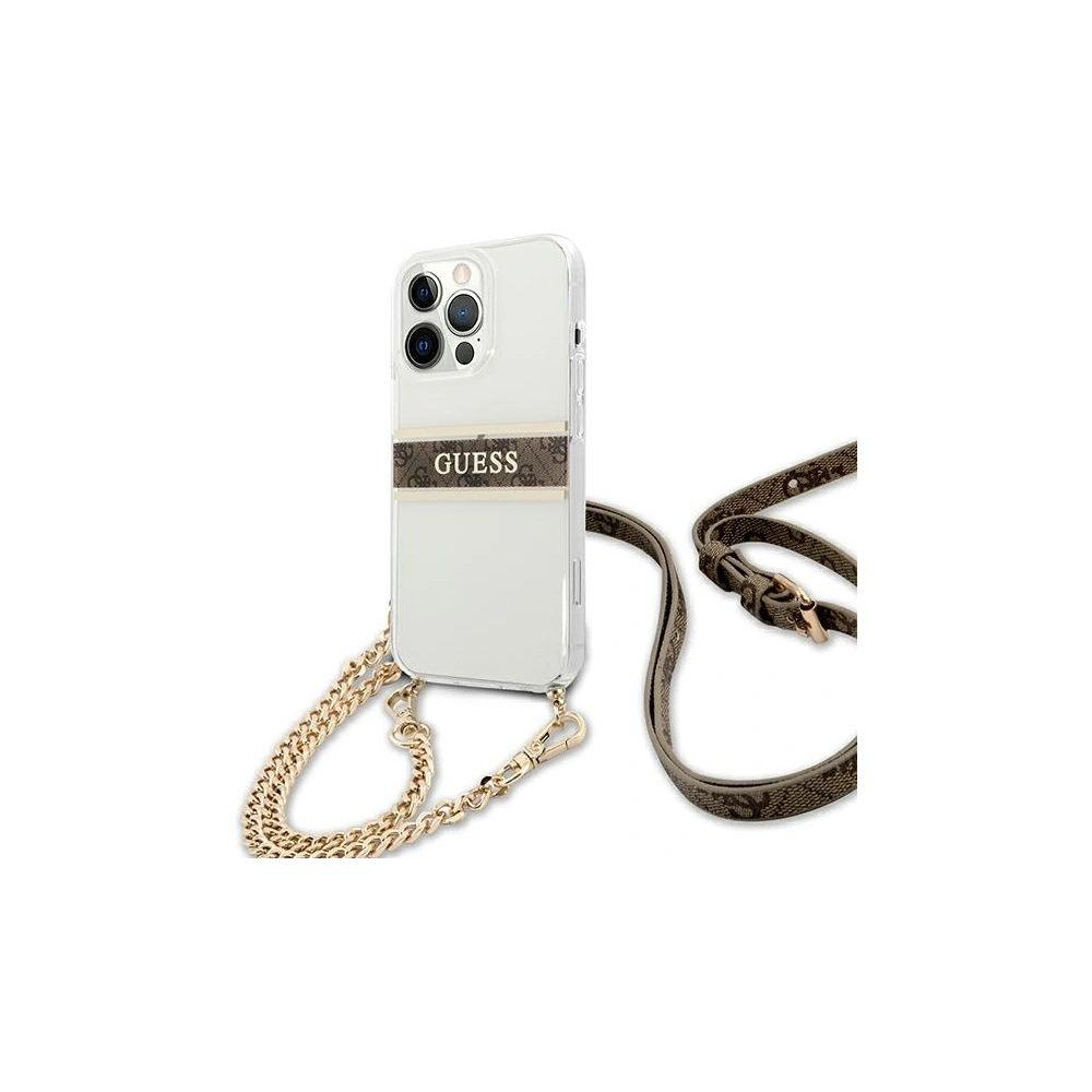 Hurtownia GSM - Etui Guess GUHCP13XKC4GBGO Apple iPhone 13 Pro Max Transparent hardcase 4G Brown Strap Gold Chain - GUE1433CL - {ean13} - Hurt