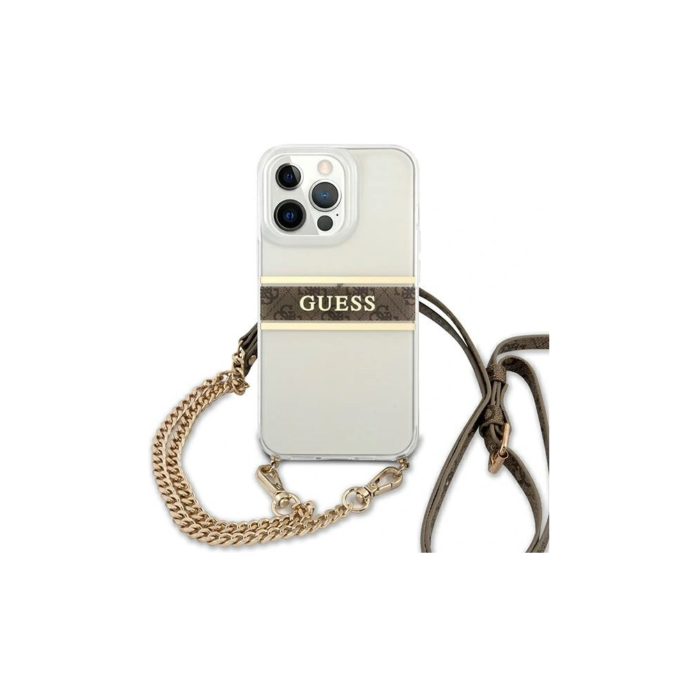 Hurtownia GSM - Etui Guess GUHCP13XKC4GBGO Apple iPhone 13 Pro Max Transparent hardcase 4G Brown Strap Gold Chain - GUE1433CL - {ean13} - Hurt