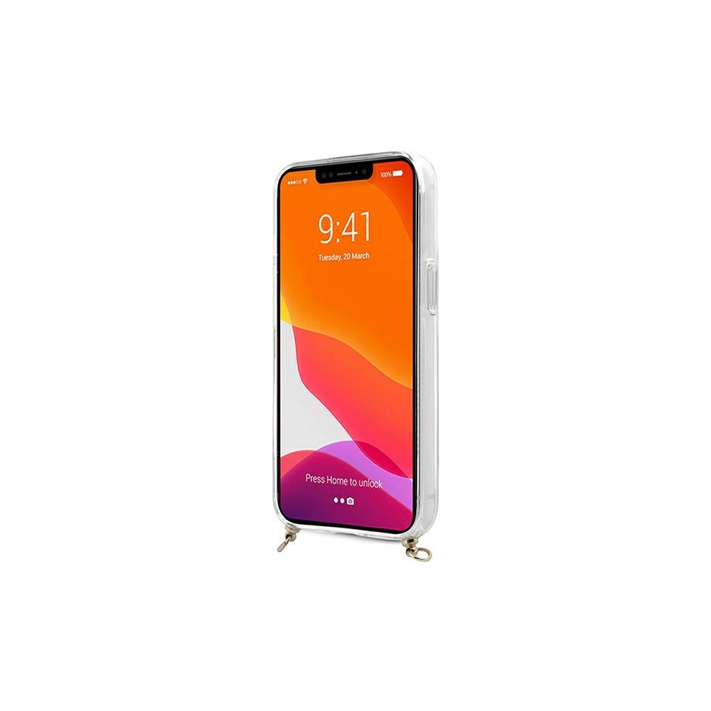 Hurtownia GSM - Etui Guess GUHCP13XKC4GBGO Apple iPhone 13 Pro Max transparentní tvrdý obal 4G hnědý popruh zlatý řetěz - GUE1433CL - {ean13} - Hurt