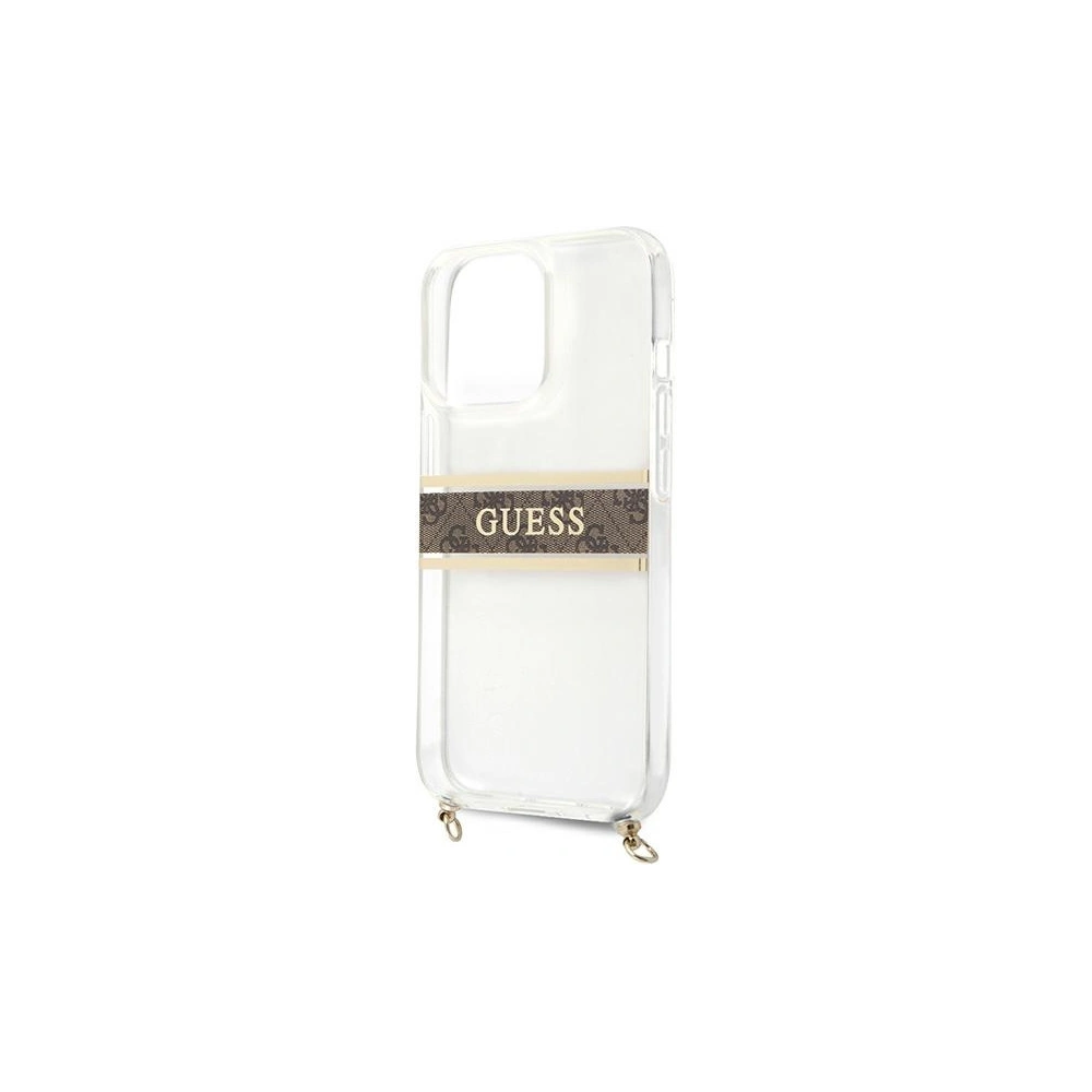 Wholesale Guess GUHCP13XKC4GBGO Apple iPhone 13 Pro Max Transparent hardcase 4G Brown Strap Gold Chain - GUE1433CL - {ean13} - Hurt