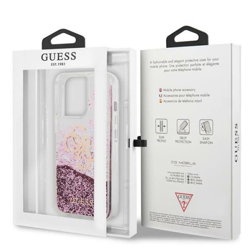 Etui Guess GUHCP13XLG4GPI Apple iPhone 13 Pro Max różowy/pink hardcase 4G Big Liquid Glitter