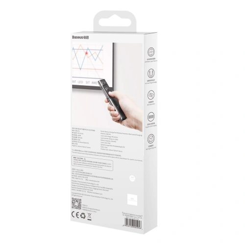 Wielofunkcyjny pilot Baseus Orange Dot do prezentacji, ze wskaźnikiem laserowym, akumulatorowy (szary)