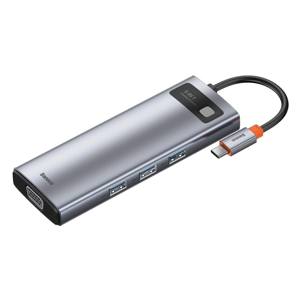 Hurtownia GSM - Hub 9w1 Baseus Metal Gleam Series, USB-C na 3x USB 3.0 + HDMI + USB-C PD + Ethernet RJ45 + microSD/SD + VGA - BSU2899 - {ean13} - Hurt
