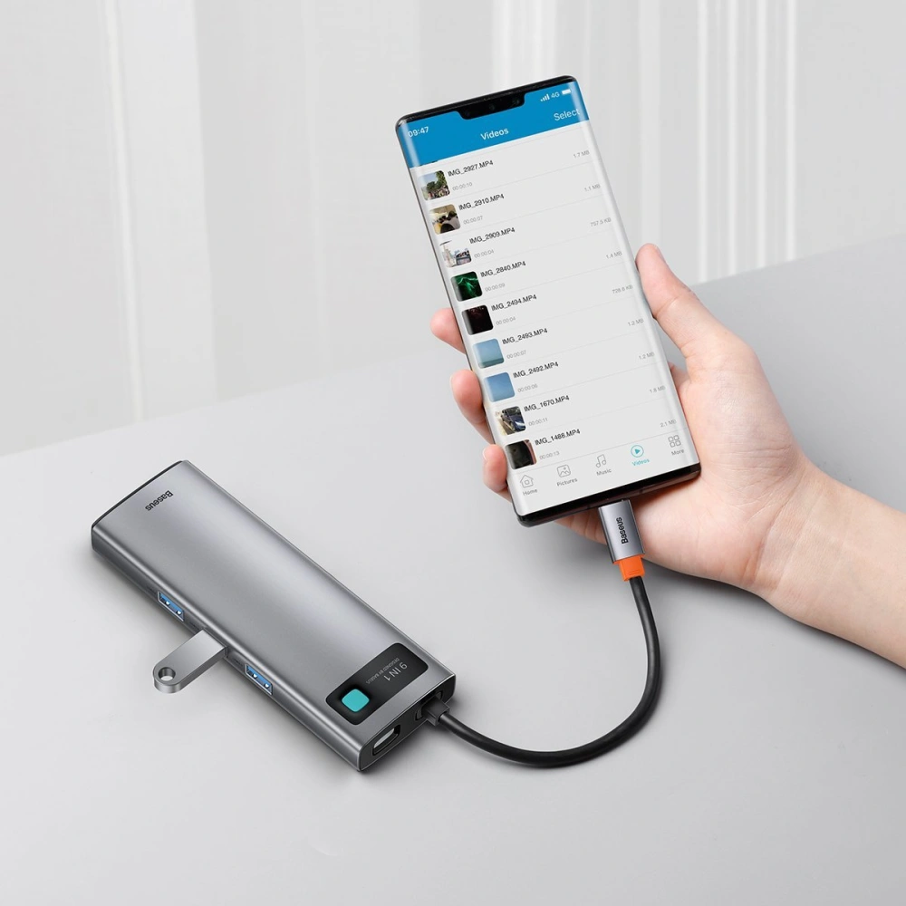 Hurtownia GSM - Hub 9w1 Baseus Metal Gleam Series, USB-C na 3x USB 3.0 + HDMI + USB-C PD + Ethernet RJ45 + microSD/SD + VGA - BSU2899 - {ean13} - Hurt