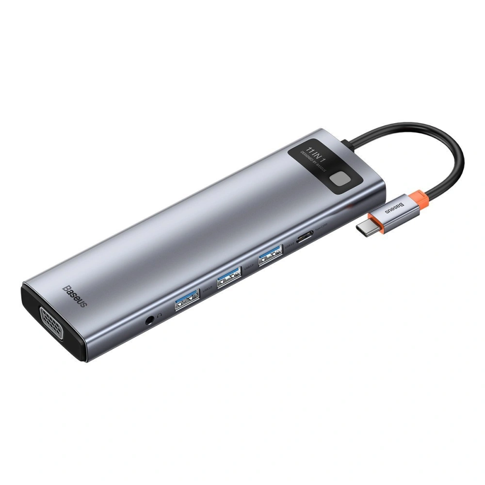 Hurtownia GSM - Hub 11w1 Baseus Metal Gleam Series, USB-C na 3x USB 3.0 + 2x HDMI + USB-C PD + Ethernet RJ45 + microSD/SD + VGA + AUX - BSU2900 - {ean13} - Hurt
