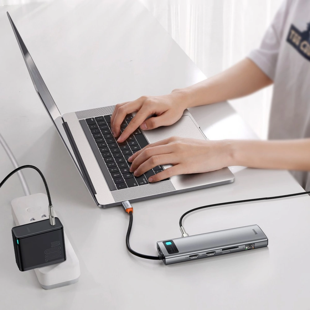 Hurtownia GSM - Hub 11w1 Baseus Metal Gleam Series, USB-C na 3x USB 3.0 + 2x HDMI + USB-C PD + Ethernet RJ45 + microSD/SD + VGA + AUX - BSU2900 - {ean13} - Hurt