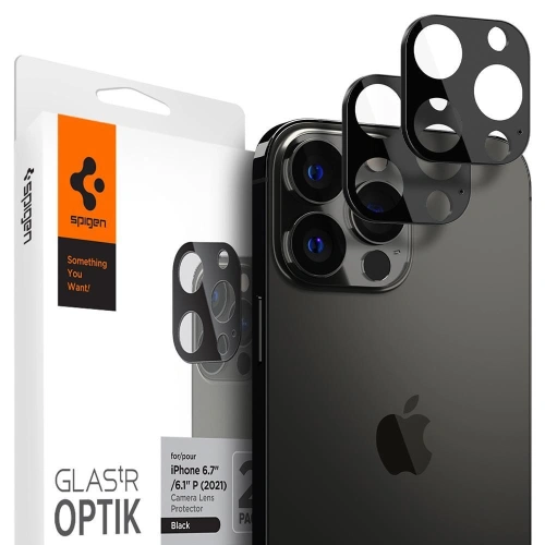 Szkło hartowane na aparat Spigen Optik Camera Lens Apple iPhone 13 Pro/13 Pro Max Black [2 PACK]
