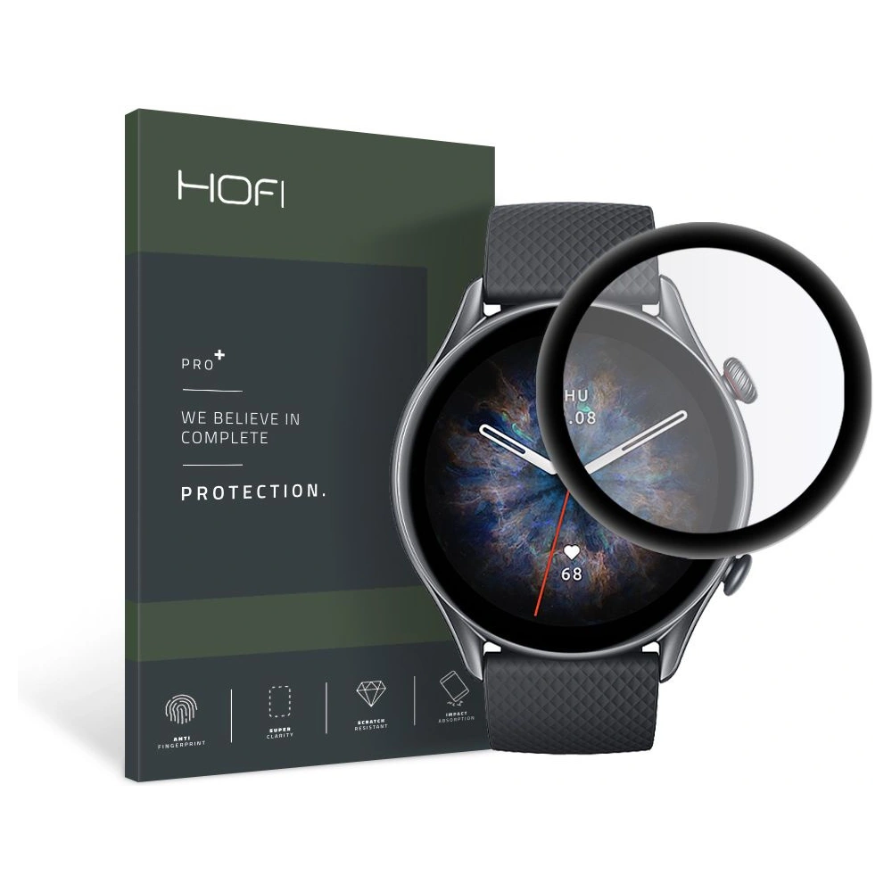 Hurtownia GSM - Hybidní sklo Hofi Hybrid Pro+ Amazfit GTR 3 Pro Black - HOFI166BLK - {ean13} - Hurt