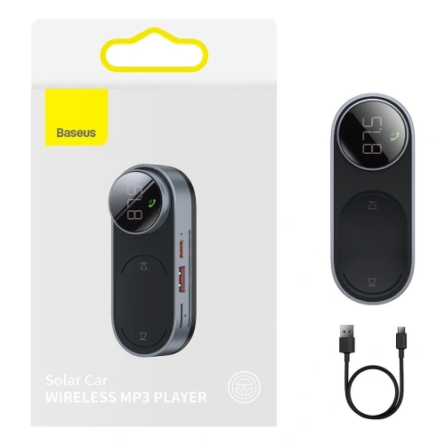 Transmiter FM Baseus Solar Car, Bluetooth 5.0, TF, AUX (czarny)
