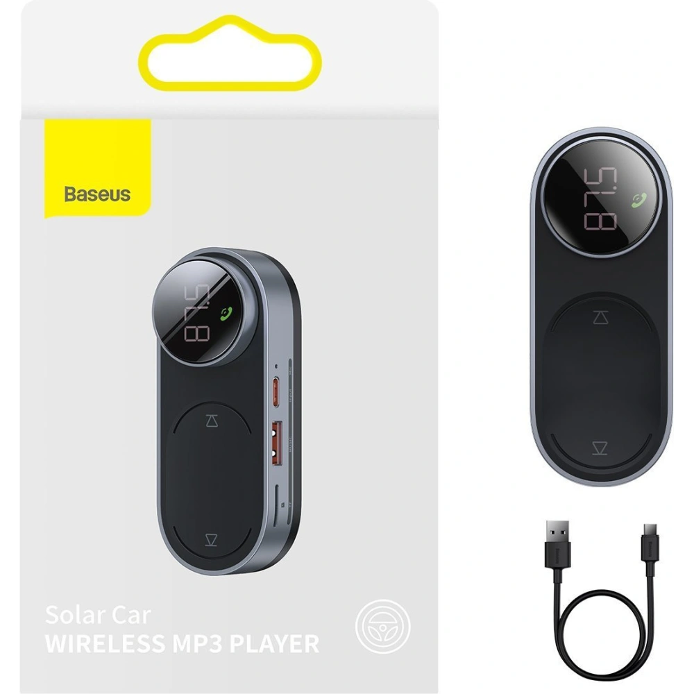 Hurtownia GSM - Transmiter FM Baseus Solar Car, Bluetooth 5.0, TF, AUX (černý) - BSU2901BLK - {ean13} - Hurt