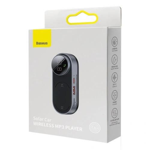 Transmiter FM Baseus Solar Car, Bluetooth 5.0, TF, AUX (czarny)