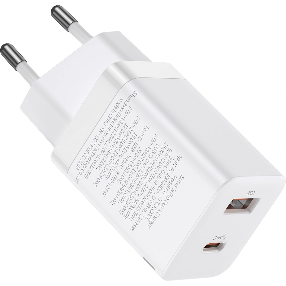 Hurtownia GSM - Nabíječka Baseus Super Si Pro Quick Charger USB + USB-C 30W (bílá) - BSU2902WHT - {ean13} - Hurt