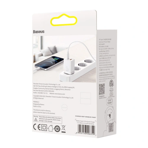 Ładowarka sieciowa Baseus Super Si Pro Quick Charger USB + USB-C 30W (biała)
