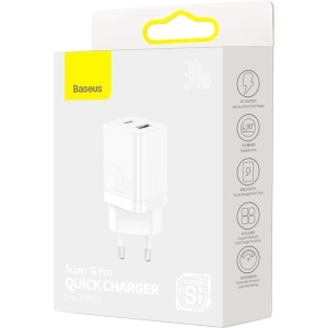 Ładowarka sieciowa Baseus Super Si Pro Quick Charger USB + USB-C 30W (biała)
