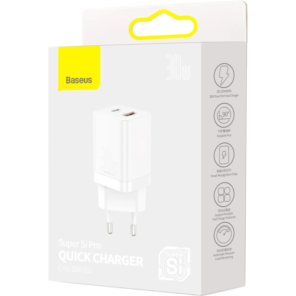 Hurtownia GSM - Ładowarka sieciowa Baseus Super Si Pro Quick Charger USB + USB-C 30W (biała) - BSU2902WHT - {ean13} - Hurt