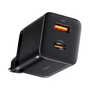 Síťový adaptér Baseus Super Si Pro Quick Charger USB + USB-C 30W (černá)