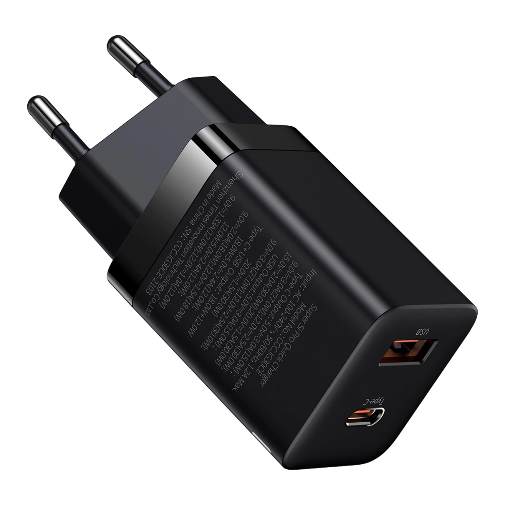 Hurtownia GSM - Ładowarka sieciowa Baseus Super Si Pro Quick Charger USB + USB-C 30W (czarna) - BSU2903BLK - {ean13} - Hurt