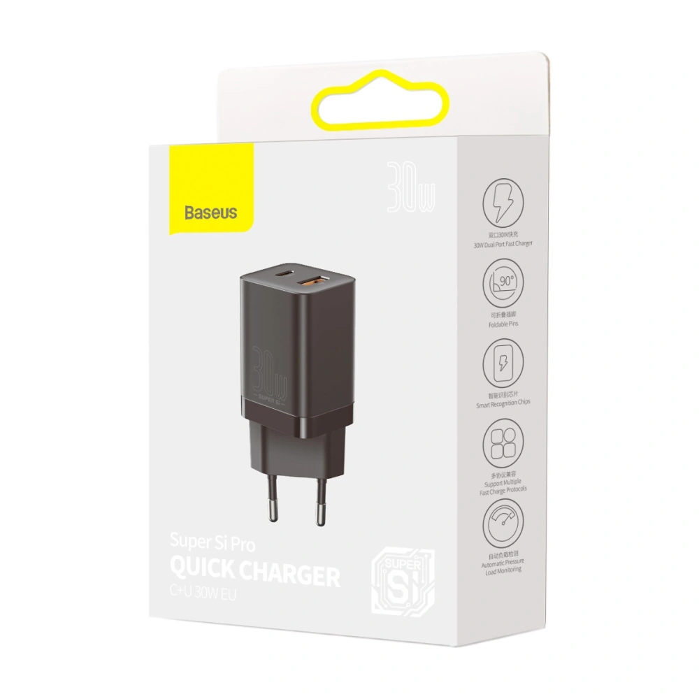 Hurtownia GSM - Ładowarka sieciowa Baseus Super Si Pro Quick Charger USB + USB-C 30W (czarna) - BSU2903BLK - {ean13} - Hurt