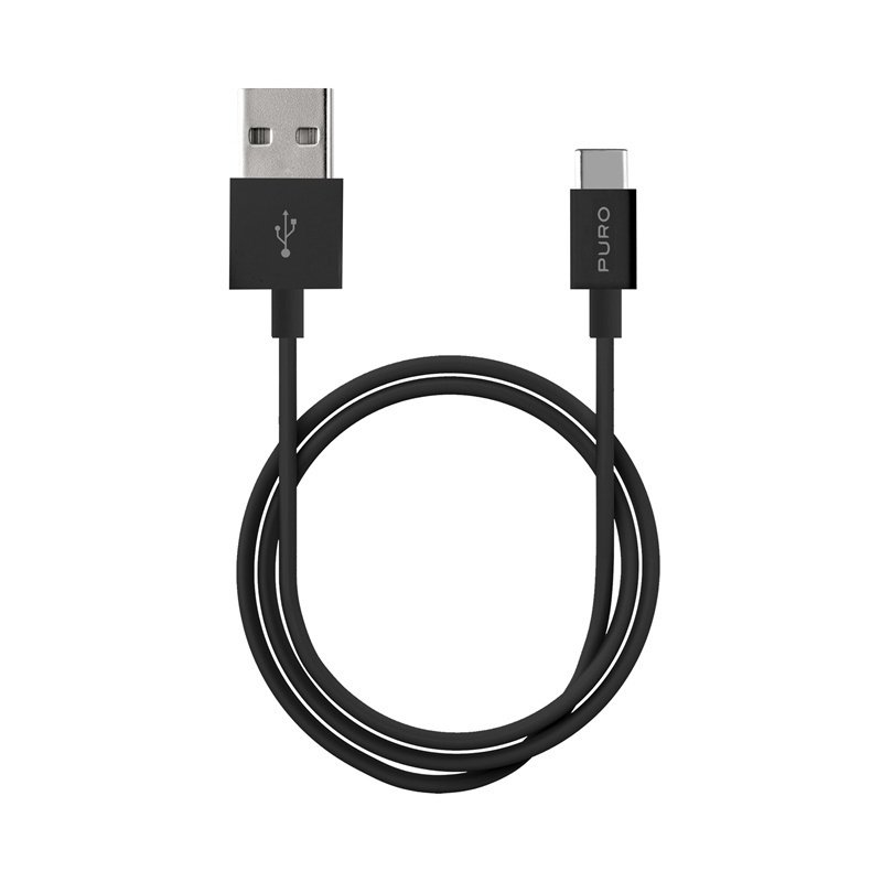 Puro Distributor - 8033830262708 - PUR516BLK - PURO White USB-A / USB-C Cable 1m (black) - B2B homescreen