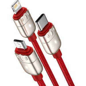 Kabel USB 3w1 Baseus Year of the Tiger, USB do micro USB / USB-C / Lightning, 3.5A, 1.2m (czerwony)